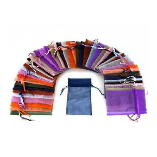 100 Organza Assorted Colors Jewelry Pouch Bags Display 4 X 5.5 Inches