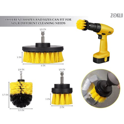 3Pcs Power Drill Brush Attachment - Grout Cleaner for Tile Floors Drill Brush Set Bathroom Cleaner for Pool Tile Tub Shower Scrubber for Cleaning - Kitchen Scrub Brush Car Wash Brush Drill Attachment
