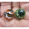 Big Game Toys ~Set of 2 RINKY-Dink 16mm Handmade Art Glass Marbles Orange Blue Green Lattice Design