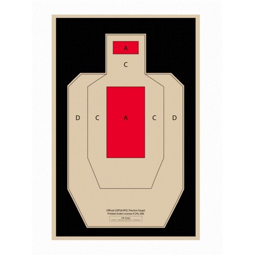 Official USPSA/IPSC Cardboard Shooting Targets, Competition Torso Target, Paper Silhouette Shooting Target, Shooting Range, Rifles, Handguns, & Shotguns (Paper Torso Red Center, 25 Target Pack)