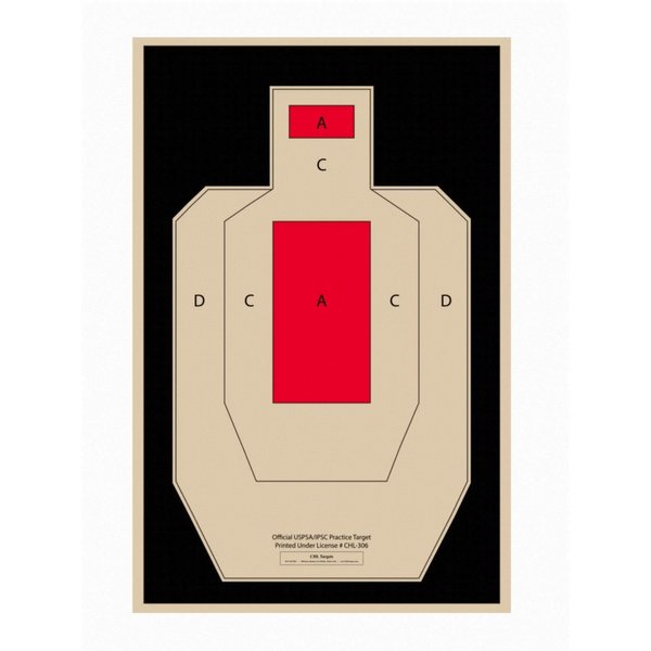 Official USPSA/IPSC Cardboard Shooting Targets, Competition Torso Target, Paper Silhouette Shooting Target, Shooting Range, Rifles, Handguns, & Shotguns (Paper Torso Red Center, 25 Target Pack)