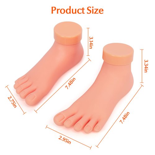 Practice Fake Foot Model 1 Pair Flexible Soft Silicone Prosthetic Manicure Tool for Nail Tips Art Training