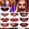 TopFunny Halloween Temporary Tattoos, 10 Sheets Clown Horror Mouth Tattoo Stickers Zombie Vampire Tattoo Face Decals Gifts Prank Props for Halloween Cosplay Party Decorations Props Big Mouth