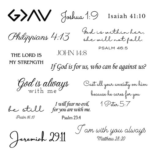One Grace Strength in God Christian Temporary Tattoos - Inspirational Scriptures Selections - Christian Motivational Bible Verse Words and Cross Tattoos