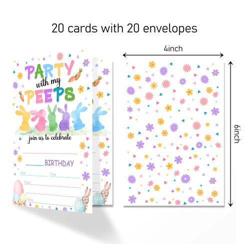ANYEMW Greeting Card, 4x6 inches Rabbits Birthday Invitations, 20 Cards with 20 Envelopes