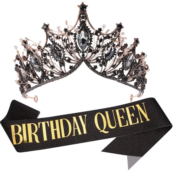 VELSCRUN Birthday Tiara for Women, Birthday Queen Crowns for Women, Gold, Happy Birthday Decorations Accessories