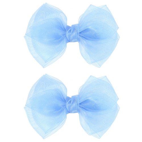 Blue Ribbon Hair Bows 4" Mesh Organza Hair Bow Alligator Clips Barrettes Ponytail Holder Decor Accessories for Women Girls Toddlers Teens Kids Children Back School Gift Set