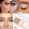 3 IN 1 Brown Nude Face Highlight Bronzer Powder Palette for Face Cheeks Contour Brightening, Buildable Matte Coverage Natural Makeup,Ultra Sculpt Nose Shadow Eyeshadow Primer 03#