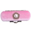Cabilock Fashion Retro Velvet Lipstick Box Lip Balm Organizer Bag Durable Soft Cosmetic Storage Case with Mirror (Pink)