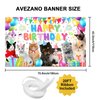 Avezano Cat Happy Birthday Backdrop Cat Birthday Sign Banner Pet Cat Paw Theme Birthday Party Decorations Kitties Cat Themed Birthday Party Supplies 70.8 x 43.3 Inch