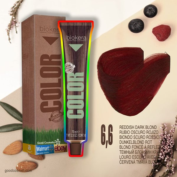 Natural Organic Hair Color Dye PERMANENT by Salerm Biokera (25 mins) (6,6: Reddish Dark Blond),2.3
