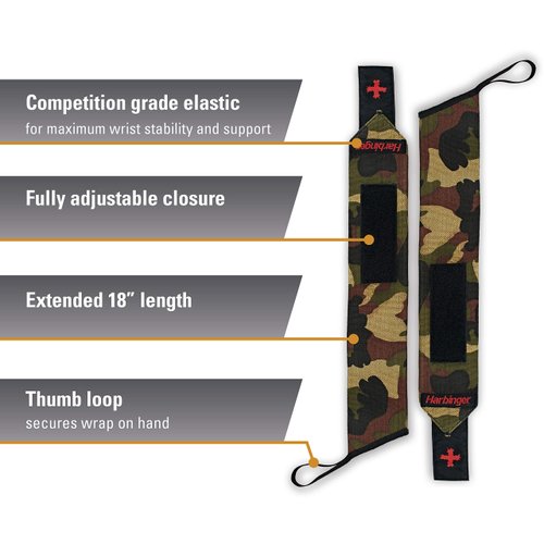 Harbinger Red Line 18-Inch Weightlifting Wrist Wraps for Men and Women (Pair)