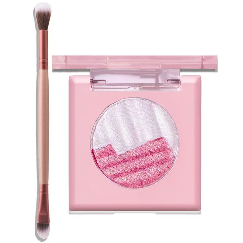 Pink Glitter Eyeshadow Palette- 2 in 1 Multichrome Metallic Shimmer High-Pigmented Aurora Eye Shadow Powder, LongLasting Holographic Duochrome Chameleon Highlighter Eyeshadow Korean Makeup-S20