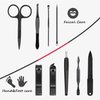 HANTEKAS Manicure Set 9 in 1 Stainless Steel, Nail Clippers Scissors Pedicure Tools Kit - Portable Travel Grooming Kit for Men and Women with Black/Red Leather Case (Red)