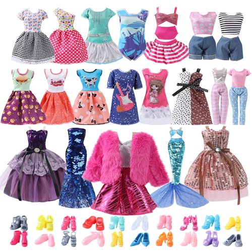 Lady Cat 11.5 inch Doll Clothes and Accessories,25 Pieces of Clothes,20 Pairs of Shoes,1 Gift Box,Not Random (Style as Pictured)