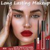 evpct 2Pcs Ruby Red Berry Matte Lip Liner and Lipstick Combo DNM Red Lip Gloss Stains Pencil Makeup Set Women Long Lasting 24 Hours Liquid Lipstick and Lip Liner Set labiales mate 24 horas originales