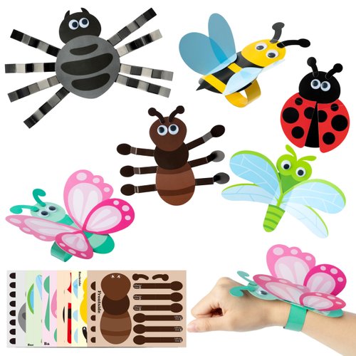 WATINC Spring Insects Hand Puppet Crafts - DIY 24Pcs Cute Hand Finger Paper Insects Puppet Party Decor Supplies, Springtime Decoration Kits Home School Art Fun Activities for Kids