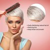 Patelai 2 Pcs Boar Bristle Round Brush Small Round Hair Brush Styling Roller Brush Anti Static Quiff Mini Comb with Wooden Handle for Blow Drying Straightening Curling Wet Thin or Short Hair