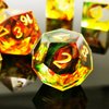 HAOMEJA DND Resin Dice Set Handcrafted Designer 7-Die Polyhedral RPG Dice Set with Sharp Edges for DND Dungeons and Dragons Role Playing Games (Colorful)