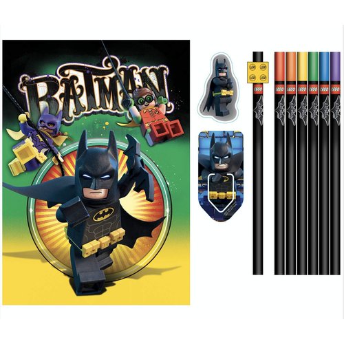 Lego Batman Movie Stationery Boxed Set with Journal, Includes Hardcover Journal, Character Eraser, bookmarker, 6 Colored Pencils & Graphite Pencil with Topper