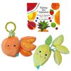 Eating the Alphabet Baby Gift Set includes Board Book by Lois Ehlert, Lemon and Orange Infant Travel Toys With Rattle, Squeaker, Crinkle Fabric, Teether Clip & Bag (Sensory Developmental Learning Toy)