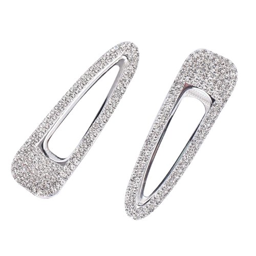 2PCS Big Silver Hair Clips Barrettes Glitter Rhinestones Hair Pins Decorations Hair Accessories for Lady, Women and Girls (Silver)…