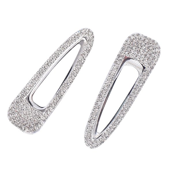 2PCS Big Silver Hair Clips Barrettes Glitter Rhinestones Hair Pins Decorations Hair Accessories for Lady, Women and Girls (Silver)…