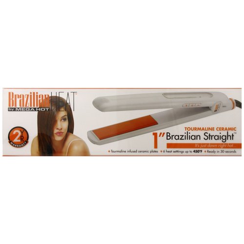 Brazilian Heat BBH3001 Brazilian Heat Tourmaline Ceramic Flat Iron, 1 Inch