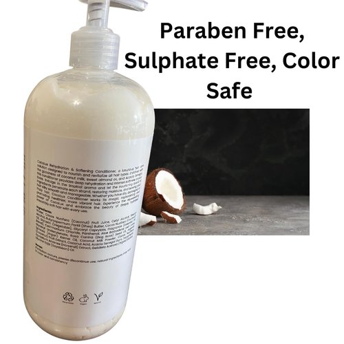OLAZARAH CocoLux Rehydration & Softening Conditioner for All Hair Types W/Coconut Milk, Sweet Almond Oil, Acacia Senegal, Paraben Free, Sulphate Free, Color Safe, 33 Fl. Oz. (with pump)