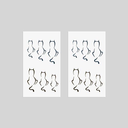 Oottati 2 Sheets Small Cute Temporary Tattoo Stickers Cat Back Tail Totem for Men Women Teens