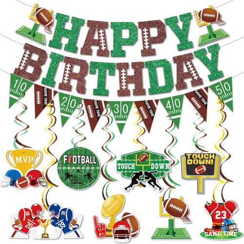 Football Happy Birthday Banner Football Birthday Party Decorations with Football Party Hanging De...