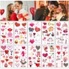 10 Sheets Valentines Temporary Tattoo Stickers Red Lips Heart Love Rose Fake Tattoo Stickers Valentines Day Party Supplies Women Girls man Face Stickers (style 3)