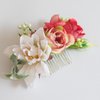 Fangsen Enchanting Dahlia Eucalyptus Globulus Rose Peony Hydrangea Handmade Flower Headpiece Perfect for Wedding Hair Accessories Floral Hair Comb for Women and Girls (White & Red)