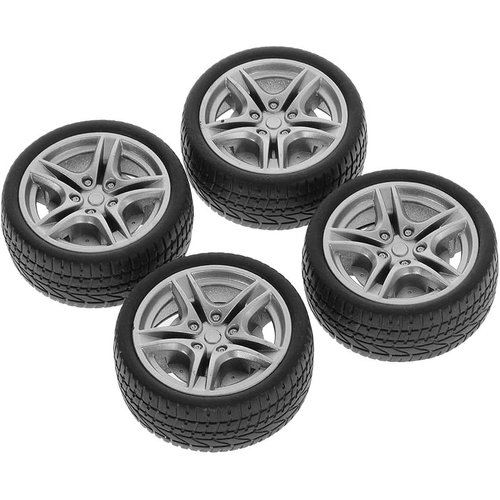 4Pcs Black Tires,48mm Simulation Rubber Wheel Tire Wheel Toy Model DIY RC Spare Parts Easy Installation Small in Size,Remote and App Controlled Vehicles and Parts,Tire and Wheel Sets