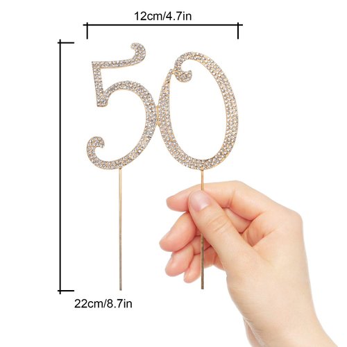 Hatcher lee Bling Crystal 50 Birthday Cake Topper - Best Keepsake | 50th Party Decorations Gold