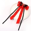 Boderier Game Day Accessories Hair Bows for Women Football Hair Bow Clip Long Tail Satin Ribbon Bow Barrette Hair Clip Sports Fan Hair Accessories Red Black