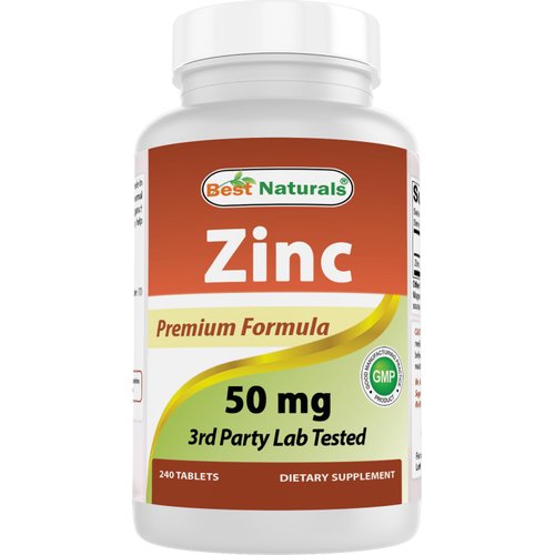 Best Naturals Zinc supplement as Zinc Gluconate 50mg 240 Tablets Pack of 3