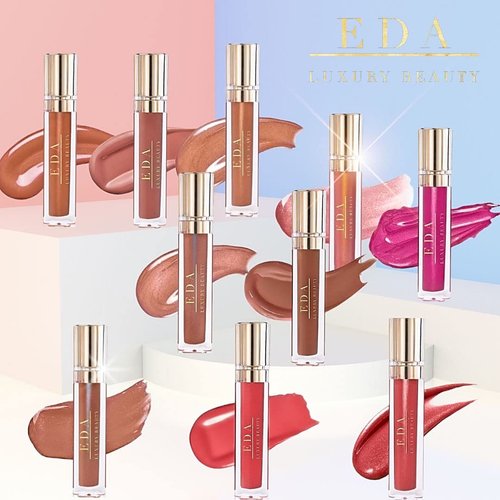 EDA LUXURY BEAUTY Lip Gloss, Non-Sticky, High Shine Finish Liquid Lipstick, Nude Brown (Chic Glam)