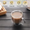 Mfacoy Double Wall Insulated Glasses Espresso Cups Set of 4, 5 oz Clear Coffee Cups with Handle, Espresso Shot Glasses, Suit for Espresso Machine, Latte, Cappuccino, Glass Coffee Mugs