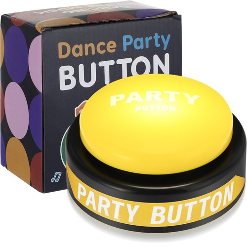 Silipull Dance Party Button with Music Sound Christmas Button Desk Toy with Gift Box for Office Adults Classroom Buzzers Novelty Fun Gag Gifts Toys Decor Gadget, 4.5 x 4.5 x 1.5 Inch(Yellow)