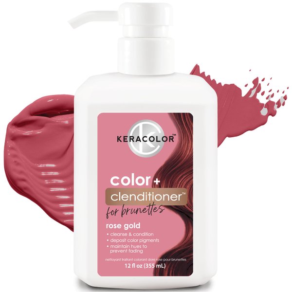 Keracolor Clenditioner for Brunettes ROSE GOLD Hair Dye - Semi Permanent Hair Color Depositing Conditioner, Cruelty-free, 12 Fl. Oz.