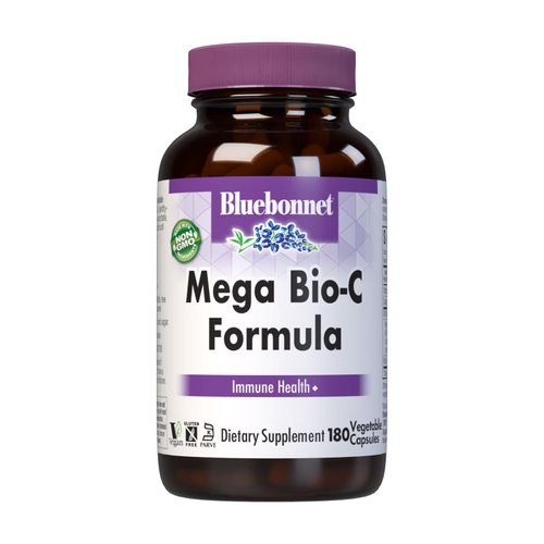 Bluebonnet Nutrition Mega Bio-C Formula Vegetable Capsules, High Potency Buffered Vitamin C, for Immune Health, Soy Free, Gluten Free, Non-GMO, Kosher, Dairy Free, Vegan, 180 Count
