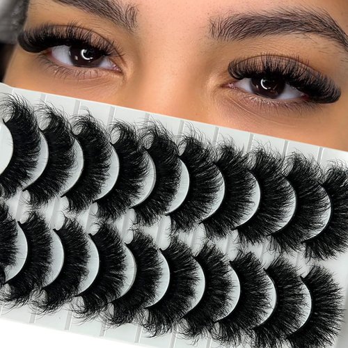 loladook Mink Lashes 20mm Big Long Full Strip Faux Mink Lashes Soft False Lashes Mink Fluffy Dramatic 3D Thick Volume False Eyelashes 10 Pairs Pack