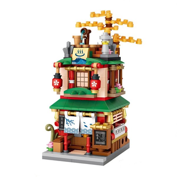 ASSTYSXH Japanese Street View Hot Springs House,399PCS Mini DIY Building Blocks Model Set, Mini Bricks Toys for Kids and Adults