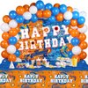 Irenare 62 Pcs Dart Battle Happy Birthday Party Decorations Dart Gun Birthday Supplies Gun Theme Birthday Party Decorations Dart Battle Banner Tablecloth and balloons for Kids Birthday Party Supplies