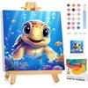 Reivworl Paint by Numbers Kit for Kids with Frame, Sea Turtles Kids Paint by Number Kits, Kids Paint by Number Kits Age 5-8 for Gifts and Home Decor (8X8Inch)