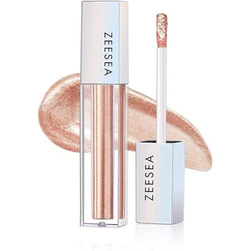 zeesea Glitter Galaxy Colored Liquid Eyeshadow, Dazzling Shimmer Eye Makeup, High Pigmented & Long Lasting (03 Bubble Tea)