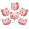 Deermon Big Pink Piggy Head Balloons, 6 Pack Pig Shaped Woodland Cartoon Animal Balloons For Jungle Farm Zoo Safari Theme Backdrop Kids Birthday Baby Shower Party Decorations Supplies
