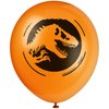 Unique Jurassic World 3 Round Latex Balloons - 12", (8 count) - Red, Yellow, Black, Orange Ballons, Easy Inflation – Great Dino-mite Party Decor for Kids' Birthday