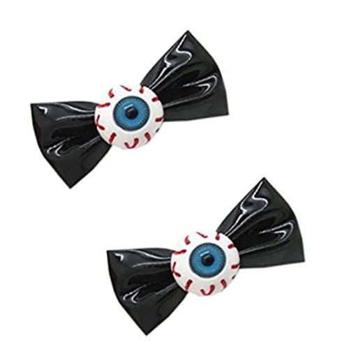 A Pair of Eyeball Hair Clip, Eye Ball Bowknot Hair Barrettes, Eyeball Hair Bow, Bow Eyeball Eyeball Hairpin, Black, Suitable for Halloween Party.